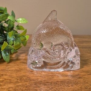 PARTYLITE 90s Retired Vintage Clear Glass Dolphin Tealight Candleholder